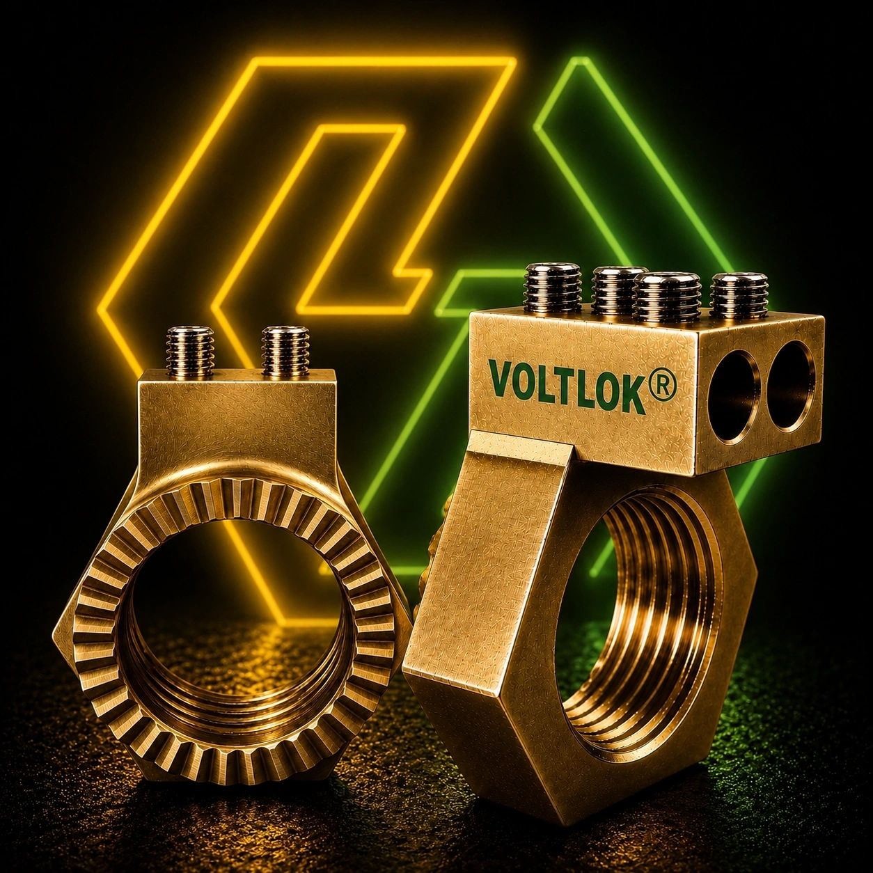 VOLTLOK brass earthing nut installed on an SWA armoured cable termination